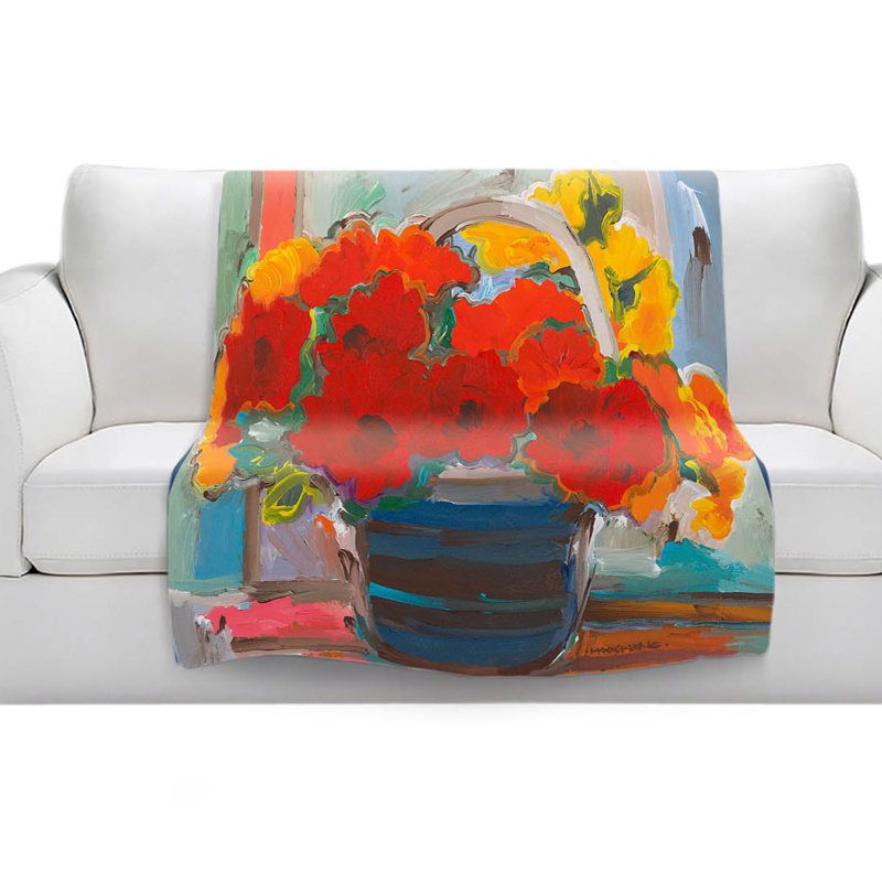 Couverture sherpa à fleurs de bouquet rouge, l 51 po x L 60 po
