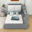 Lit plateforme simple en bois avec tablettes de rangement et 2 tiroirs Aryabella-538722109