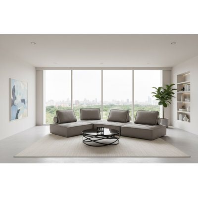 Nolden - Modern Grey Fabric Modular 4-piece Sectional Sofa