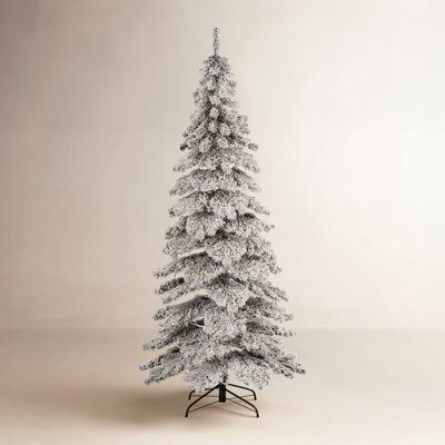 Hersi Slender Flocked/Frosted Spruce Christmas Tree with LED Lights