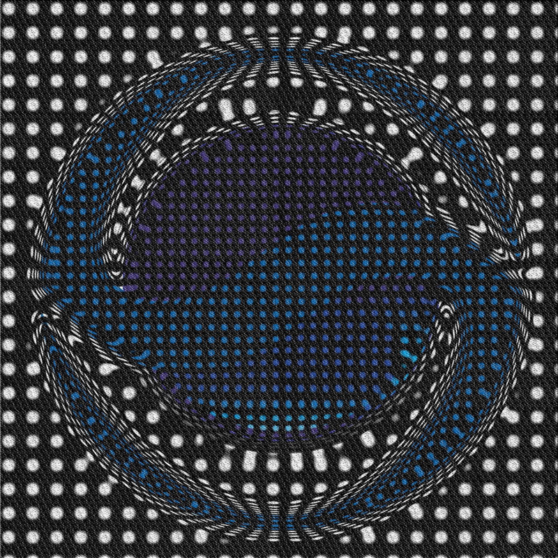 Tapis noir / bleu à pois, Carré 7 pi