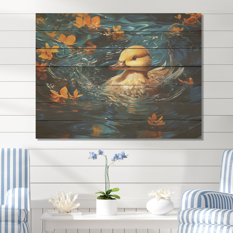Canard colvert minimaliste - impression d'animal sur bois, H 10 po x l 20 po