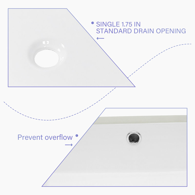 Hewei 14'' White Ceramic Rectangular Undermount Bathroom Sink
