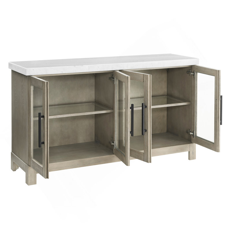 Exquisite Solid Poplar Sideboard with Versatile Storage and Graceful Design