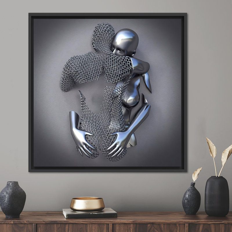Print on Canvas, 60 cm H x 60 cm W, Framed Print without Mat, Black