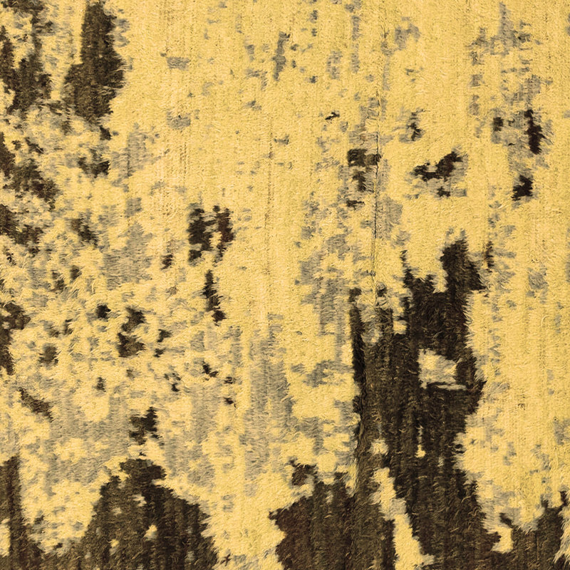 Tapis carré en laine et polyester abstrait tissé à la machine 3 pi x 3 pi brun