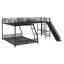 L-Shaped Bunk Bed With Loft Bed,Built-In Desk And Slide