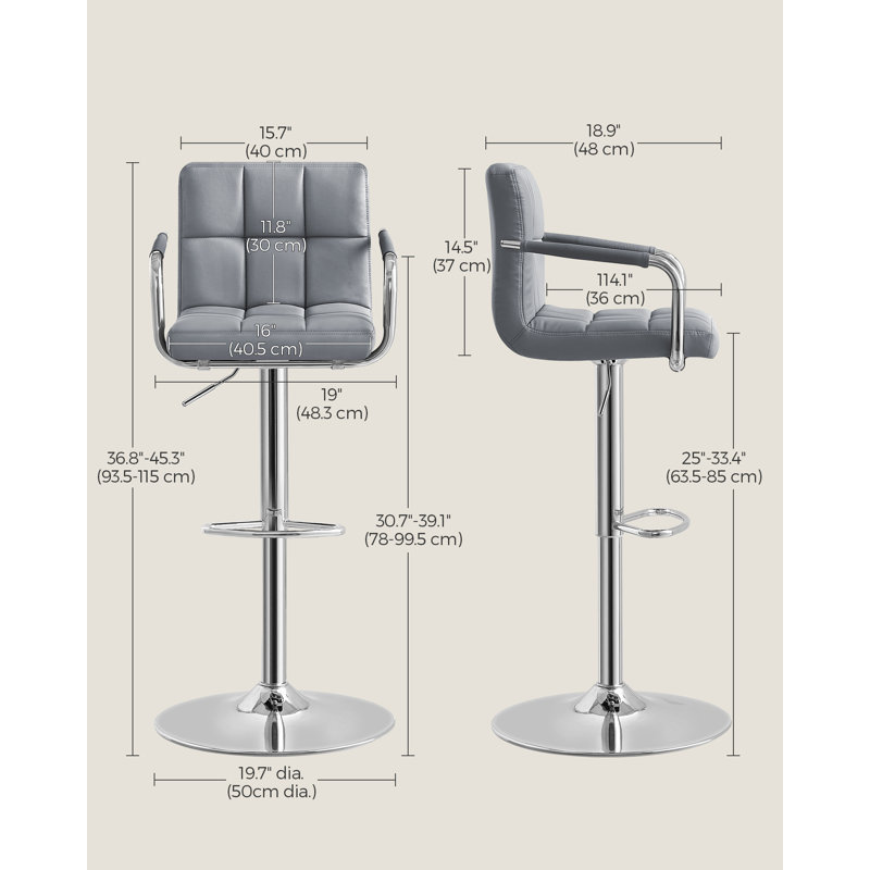 Montvale Swivel Upholstered Adjustable Height Counter Stool, Grey
