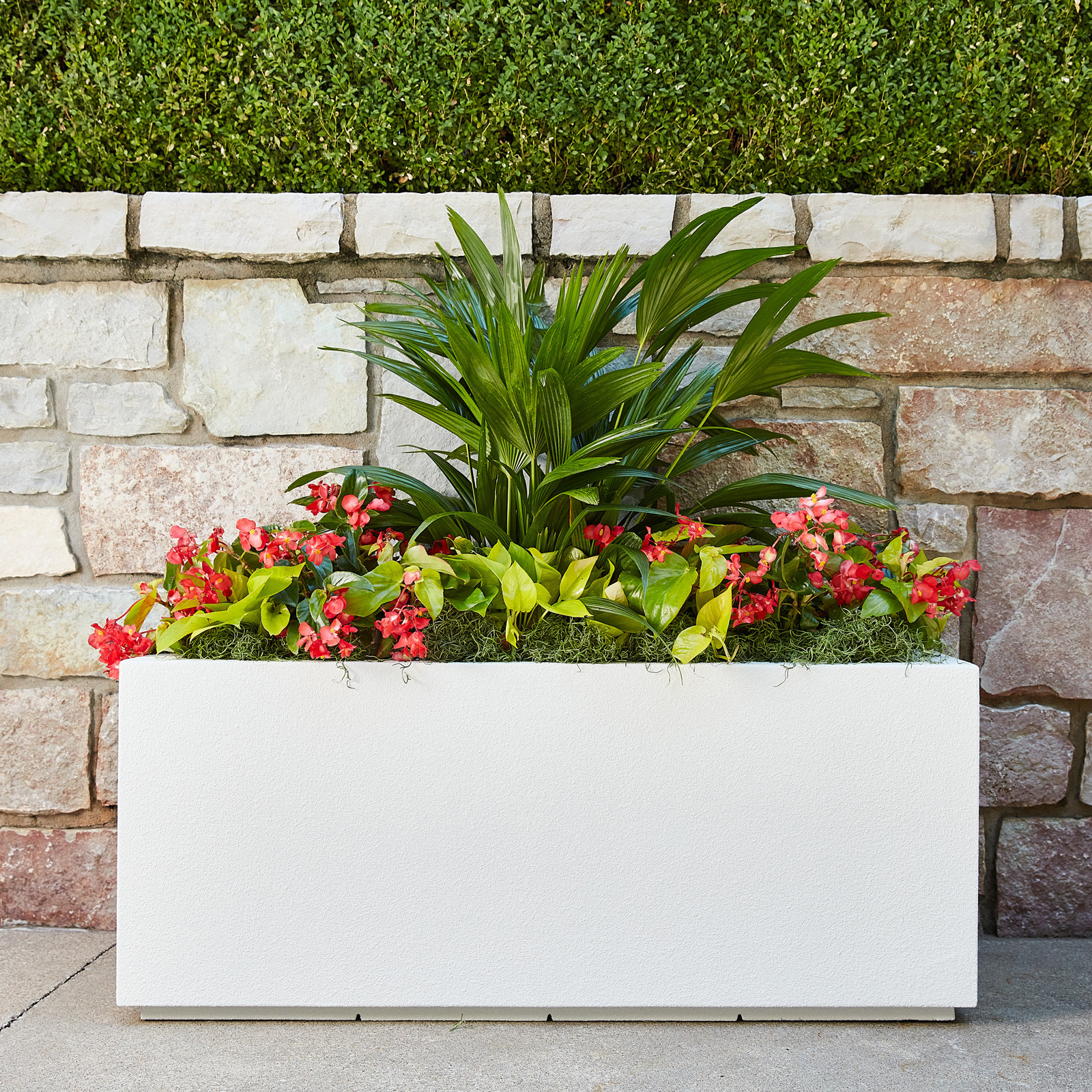 Gita Tall Lightweight Outdoor Trough Planter Box, White, 19"H x 46"W x 17"D