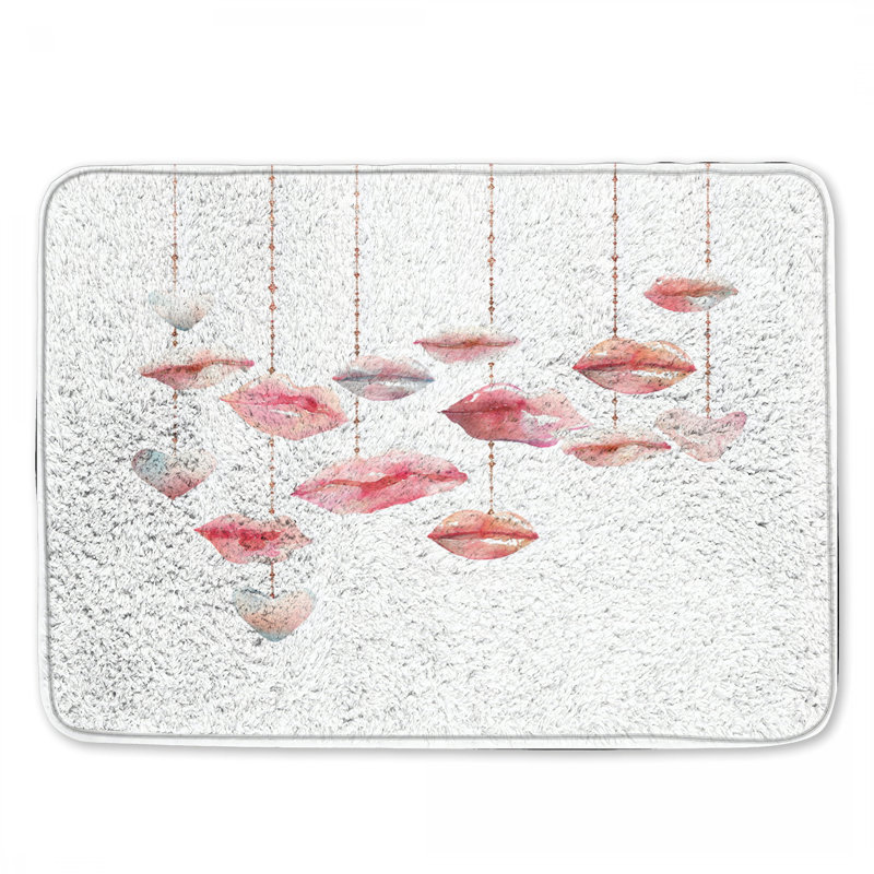 Tapis de bain Watercolor Lips Hearts, L 34 po x L 21 po