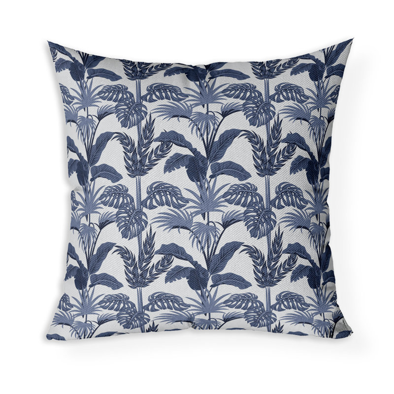 Coussin décoratif intérieur / extérieur Jungle Symphony, H 16 po x l 16 po, Bleu / argent