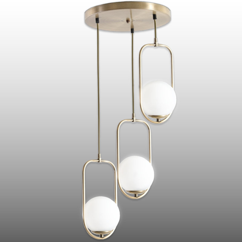 Adjustable Height 3 Lights Globe Cluster Pendant, White