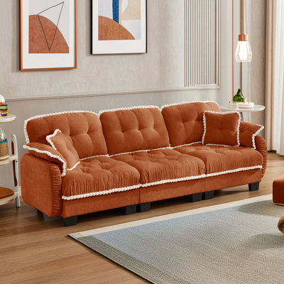 Chenille 3-Seater Sofa with 4 Pillows