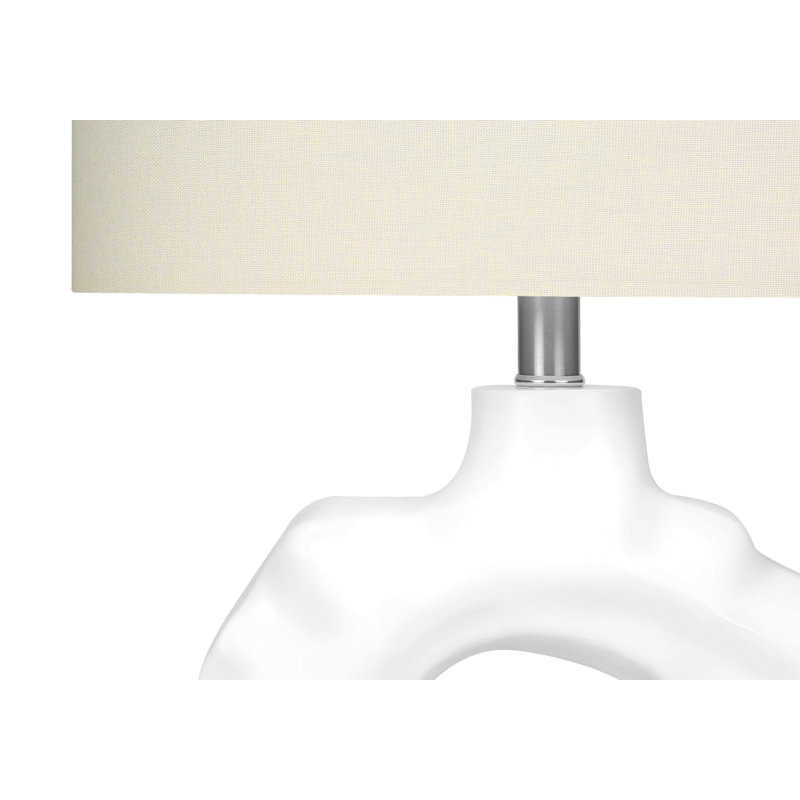 Lighting, H 25 po, lampe de table, résine crème, abat-jour ivoire / crème, moderne