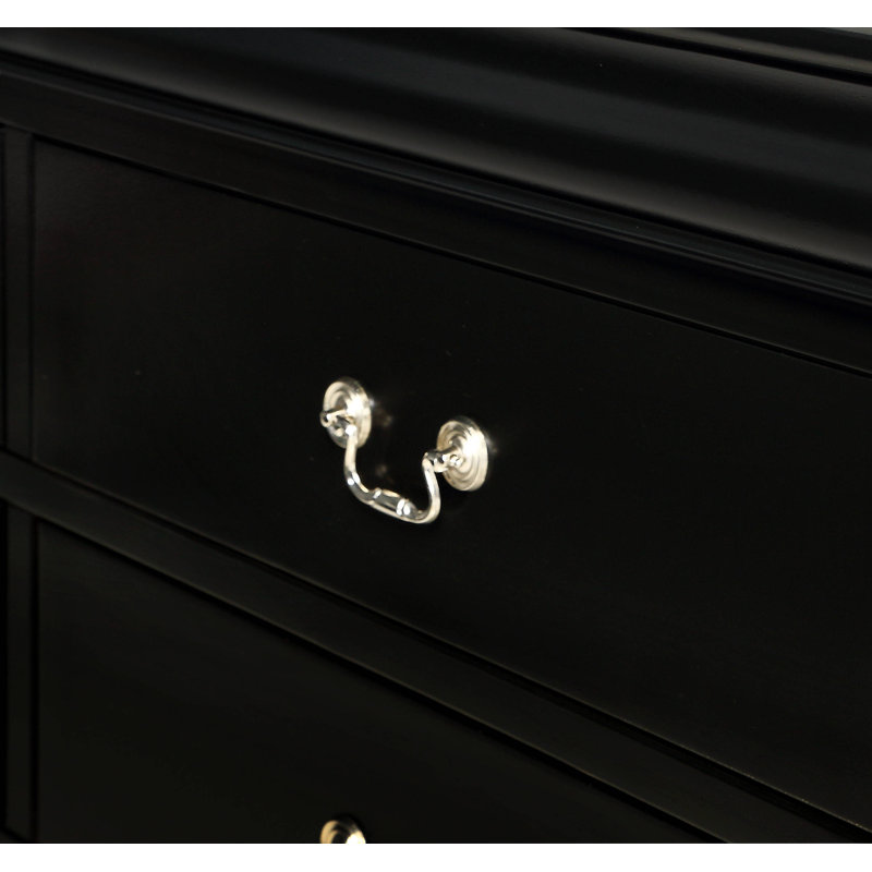 Table de chevet en bois massif à finition noire avec deux tiroirs, style contemporain | Idée de cadeau, Noir