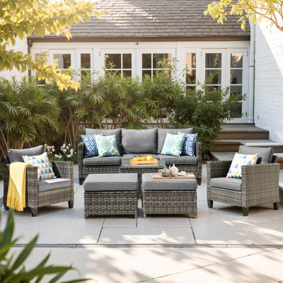 Harbin 6 Piece Rattan Sofa Seating Group with Cushions
