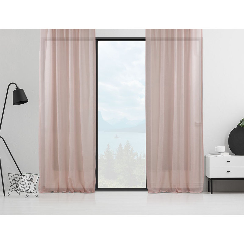 Sheer Curtain Panel Pair, Pink, 130cm Width x 245cm Drop