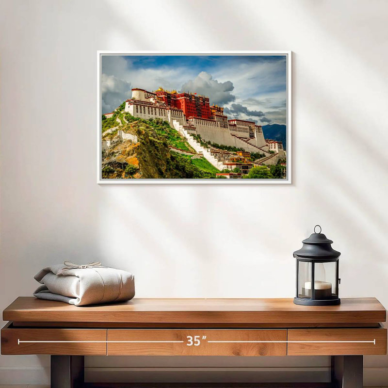 Palais du Pocala, Tibet, Cadre flottant blanc, 19 po x 13 po