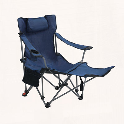 Outdoor Folding Reclining Camping Chair with Side Pockets and Cup Holder – Three‑Level Adjustment
