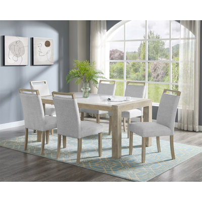 Ensemble de salle à manger 7 pièces Table de salle à manger en marbre véritable blanc de style contemporain