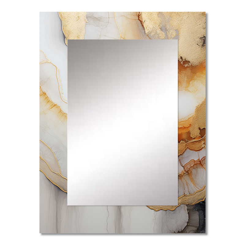 Beige et orange minimalisme Stone Geode I - miroir mural en pierre Geode, miroir décoratif traditionnel, impression d'art en métal