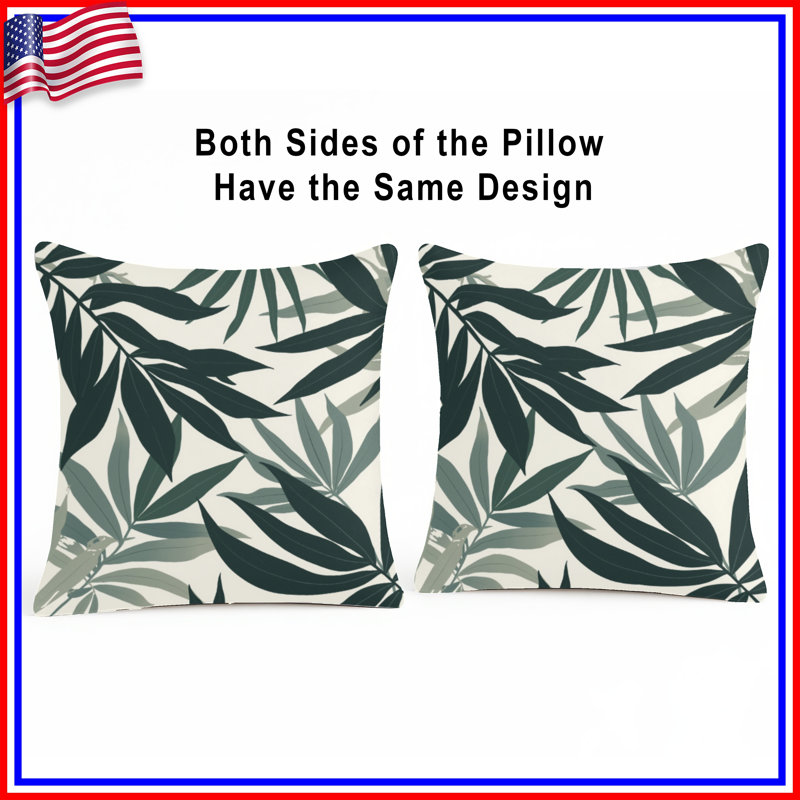 Coussins décoratifs à motif de feuilles tropicales, 16 po x 16 po