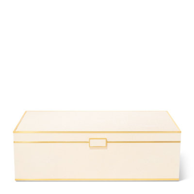 Shagreen crème / laiton 3 en 1 - jeu d'échecs, de dames et de backgammon