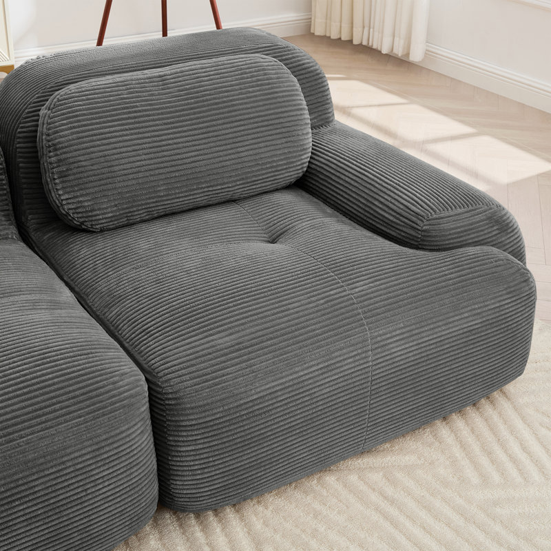 Canapé modulaire en velours côtelé Corduroy, configuration flexible, aucun assemblage requis