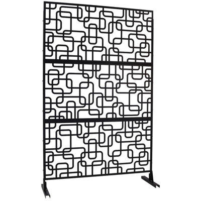 Écran d'intimité extérieur et intérieur en métal H 76 po x l 48 po, écran d'intimité décoratif autoportant pour terrasse de balcon, panneaux de clôture d'intimité pour jardin extérieur PS114 NOIR