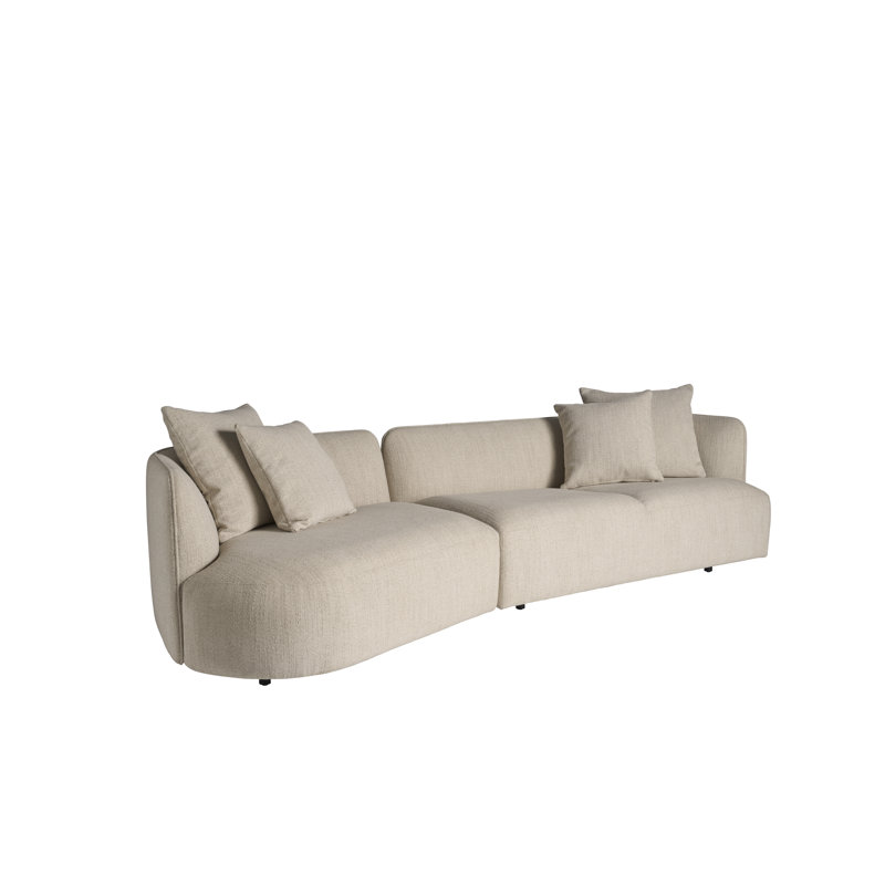 Danica Left Short Chaise Right Long Chaise, Beige Polyester Blend, Left Hand Facing