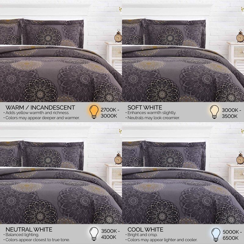 Midnight Floral Duvet Cover Set, Twin Duvet Cover + 1 Shams, Black