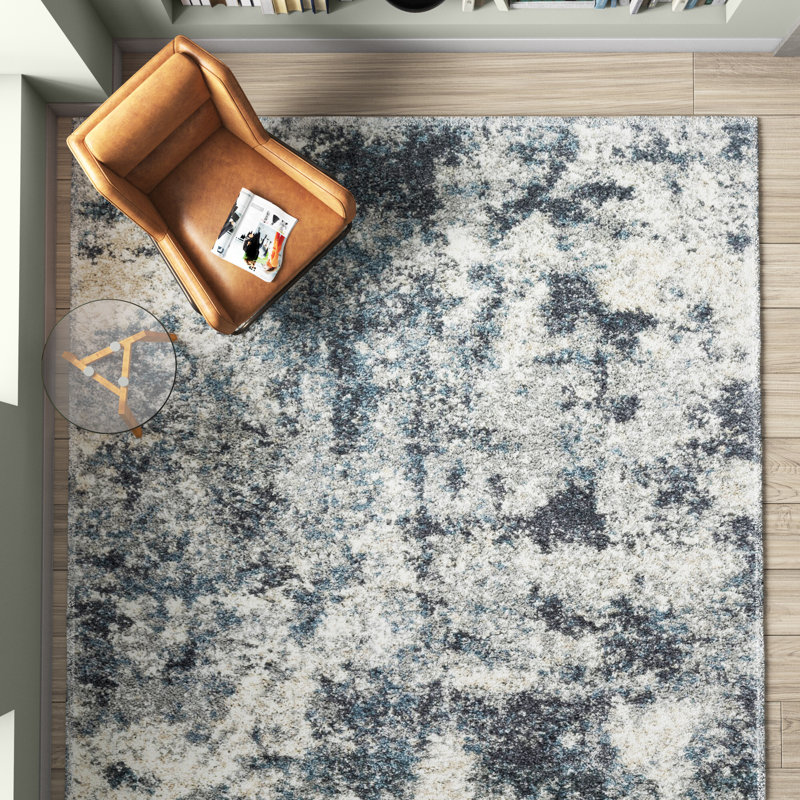 Gimenez Abstract Slate Area Rug, Rectangle 8'10" x 12'