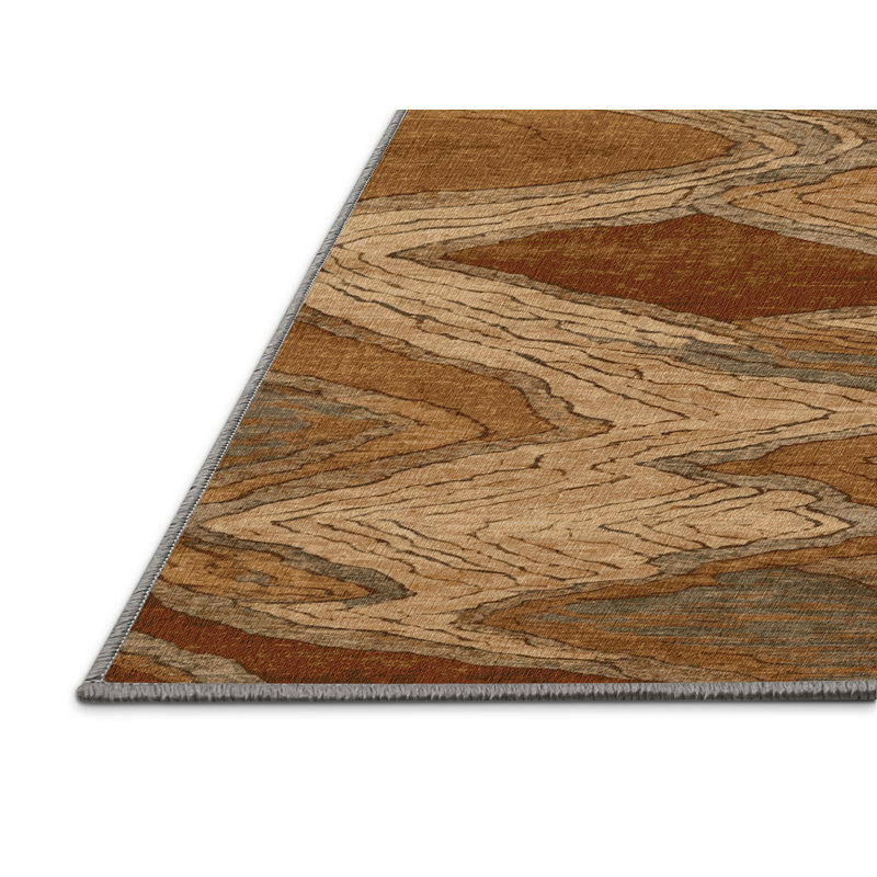 Tapis brun lavable à la machine, Rond 3 pi