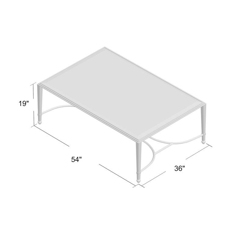 Table basse en métal Sangrevese, Argento, H 19 po x l 36 po x L 54 po