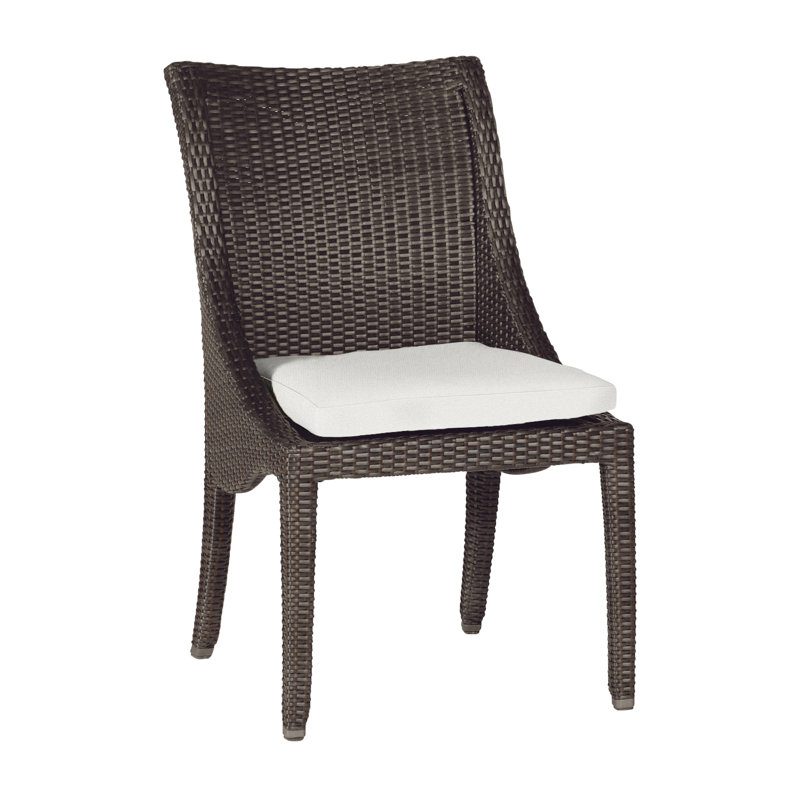 Athena Patio Dining Side Chair with Cushion, Black Walnut, No Welt, Intermix Bark