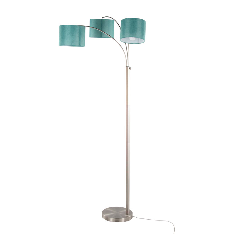 Lampe sur pied contemporaine en métal nickel brossé et turquoise de 84 po Willow Trio de Grandview Gallery