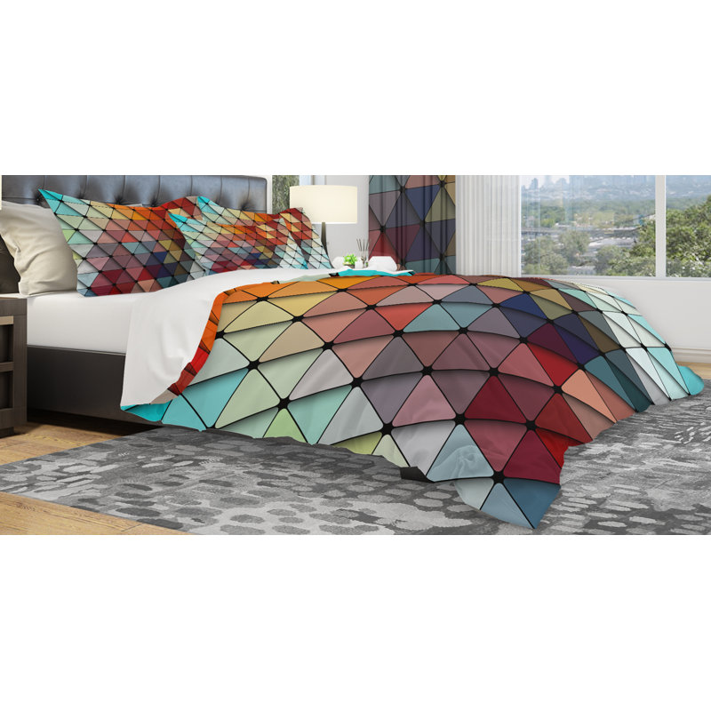 Ensemble de housse de couette à géométrie en losanges designart, Housse simple + 1 taie décorative
