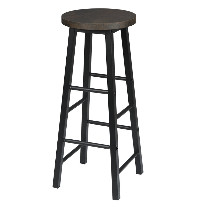 Upholstered Bar Stool with Steel Frame, Black+Rust, 1