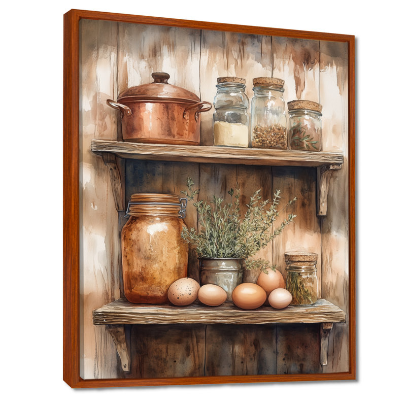 Rustic Farmhouse Canvas, Vintage Kitchen Wall Art, Cenephat, H 20 po x l 12 po, Cadre flottant brun