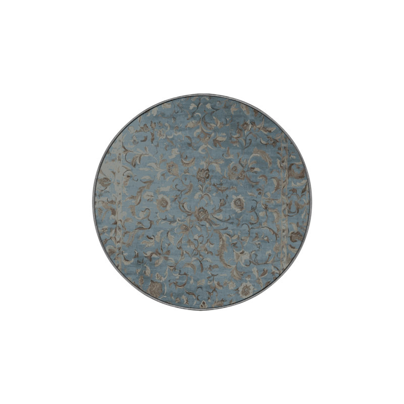 Machine Washable Gray Area Rug, Round 4'