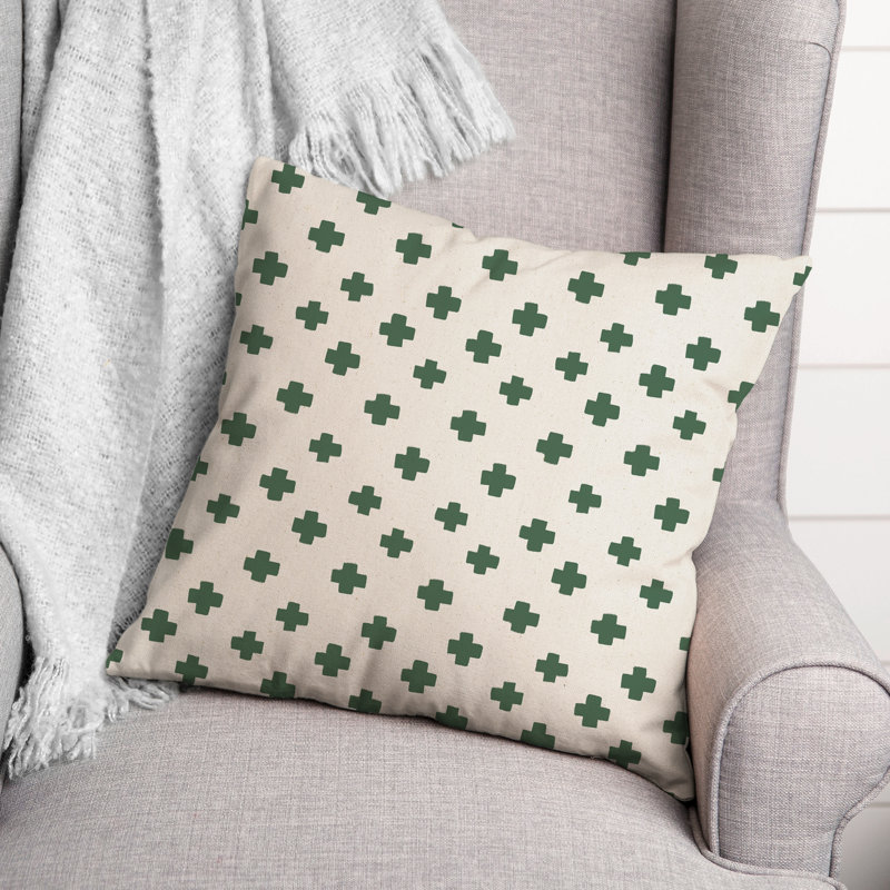 Housse et insert de coussin carré extérieur Swiss Cross 2, Vert, 20 po x 20 po