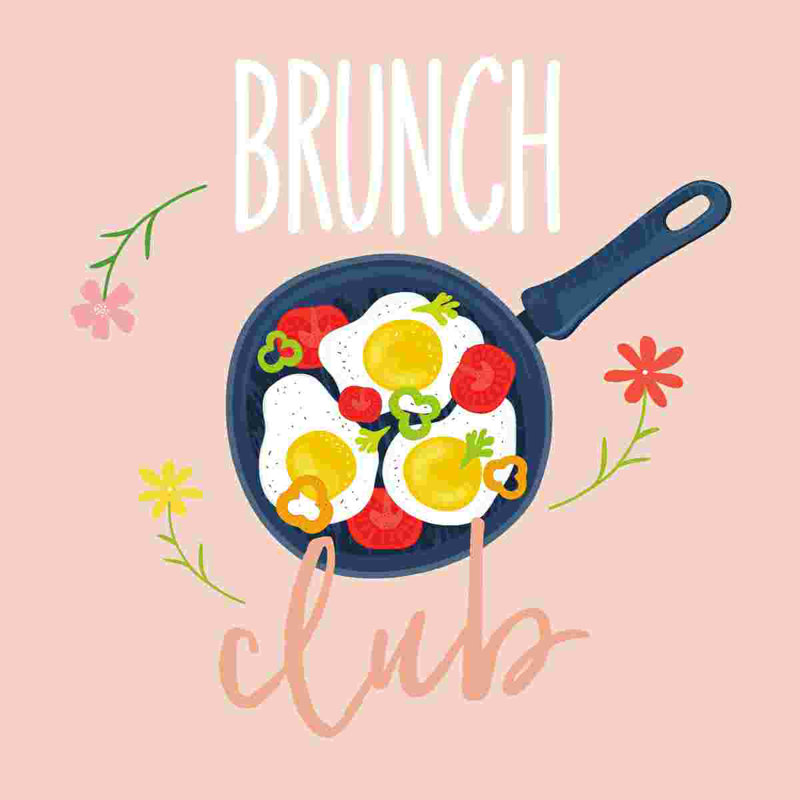 «Brunch Club», art textuel sur toile tendue, H 12 po x l 12 po