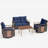 Melvarn 4-Person Outdoor Furniture Set Wicker Swivel Glider Chairs Patio Conversation Sets With Cushions-838012698-838012697