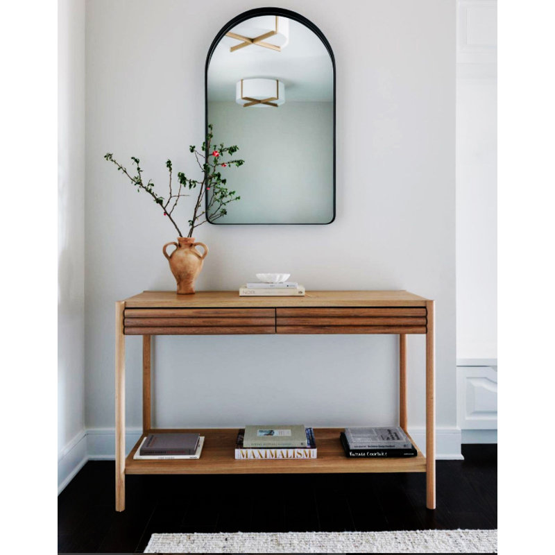 Plura Flush Mount, White Washed Oak, Gloss White, 7.8" H x 18" W x 18" D