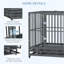 Chenil en cage 43 po en métal robuste avec roues verrouillables, porte double et plateau amovible, gris