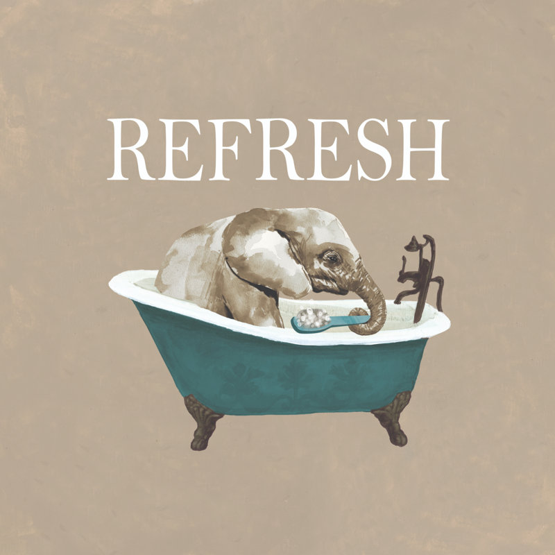 Refresh Elephant Tub - Wrapped Canvas Art Prints, 51cm H x 51cm W