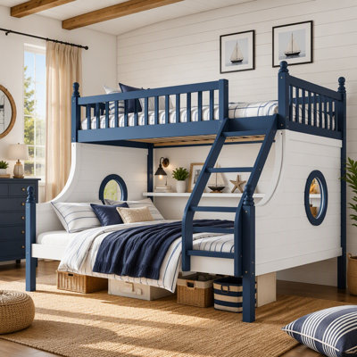 Twin Over Full  Round Porthole Window Design Bunk Bed