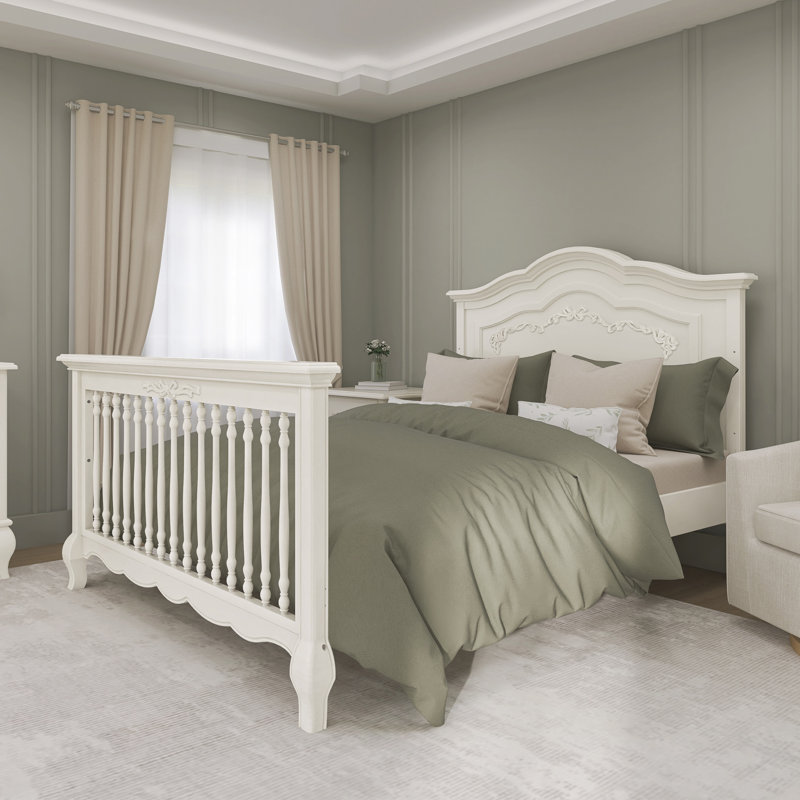 Aurora Greenguard Gold Certified 4 -in-1 Convertible Crib, Ivory Lace
