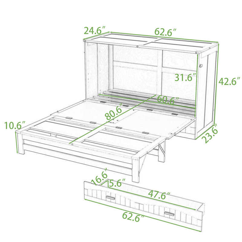 Queen Murphy Bed with Built-In Charging Station and Drawer