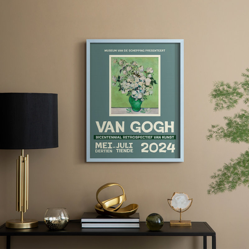 Van Gogh, exposition d'affiches encadrées III - bois massif, Bleu, H 30 po x l 24 po